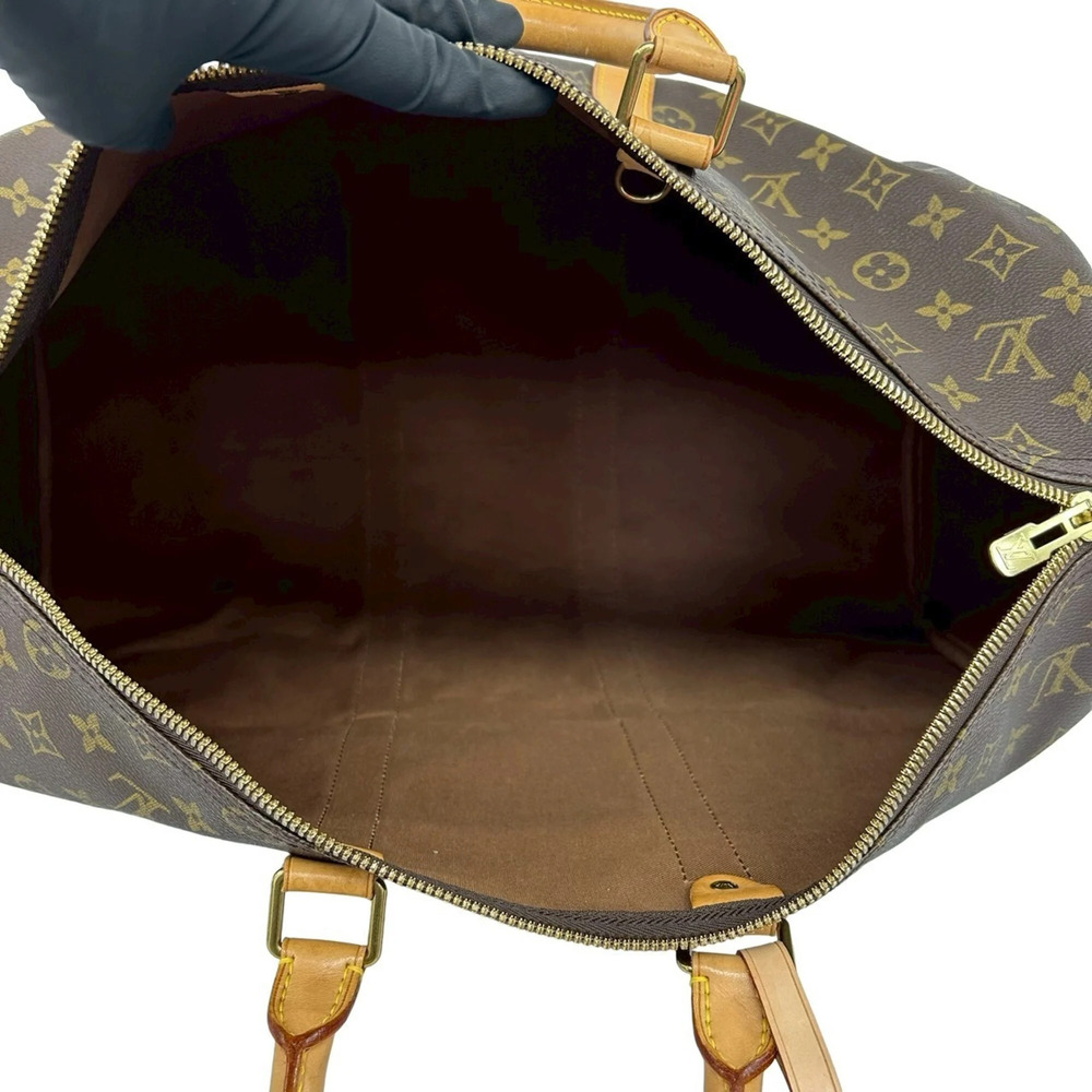 LOUIS VUITTON Authentic Brown Monogram Leather Keepall 45 Boston Bag - Picture 9 of 9